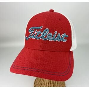 Titleist Fitted Golf Hat Red-White-Blue Cap L/XL Mesh Embroidered